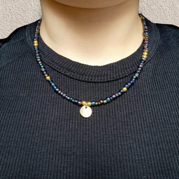 Blue n Gold Beaded Necklace